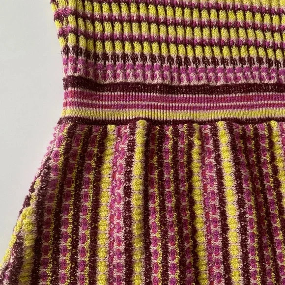 NEW FREE PEOPLE Into You  Shimmer Mini SweaterDress Pink Metallic Retro Stripe - Picture 12 of 16